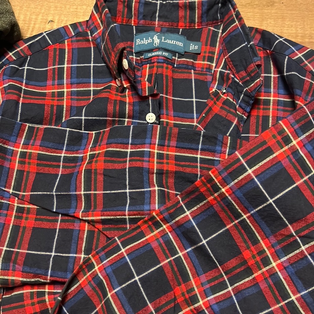 Reallllly dope blue/red/green/white combo. Ralph Lauren S classic fit